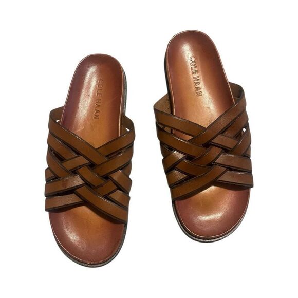 Cole Haan Feathercraft Brown Slide Sandal’s Slides Leather Sz 10 - Picture 1 of 8